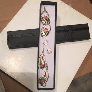 🎈SALE🎈🥀🦋🦢#78. 3-PC. CLOISSONE’ SET🦢🦋🥀